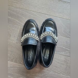 Black Silver Bling Call it Spring Heeled Loafer Shoes